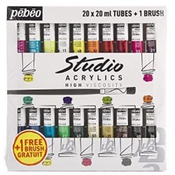  Set of 20 x 20ml with Brush Pebeo Studio Acrylic Paint